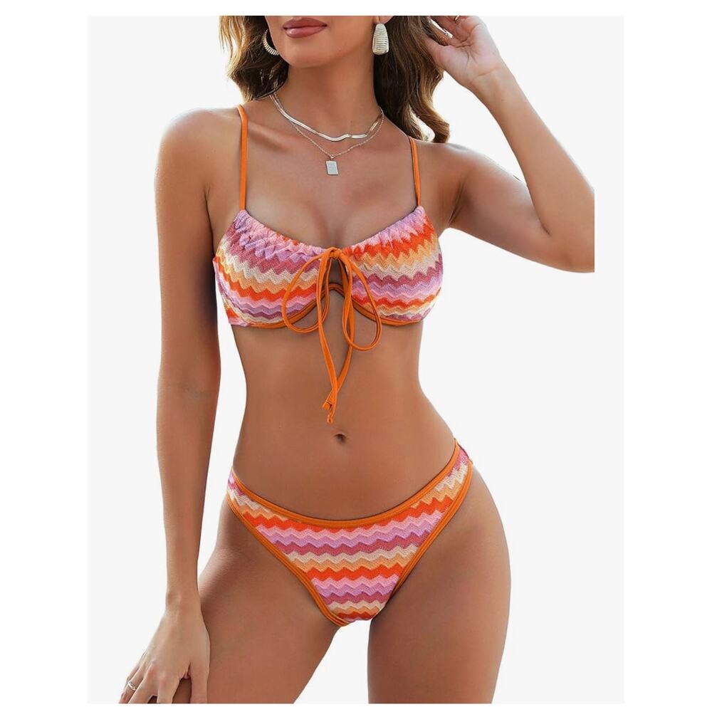 NWT ZAFUL Women High Cut Bikini Sets String Sexy Swimsuit Two Piece Underwire